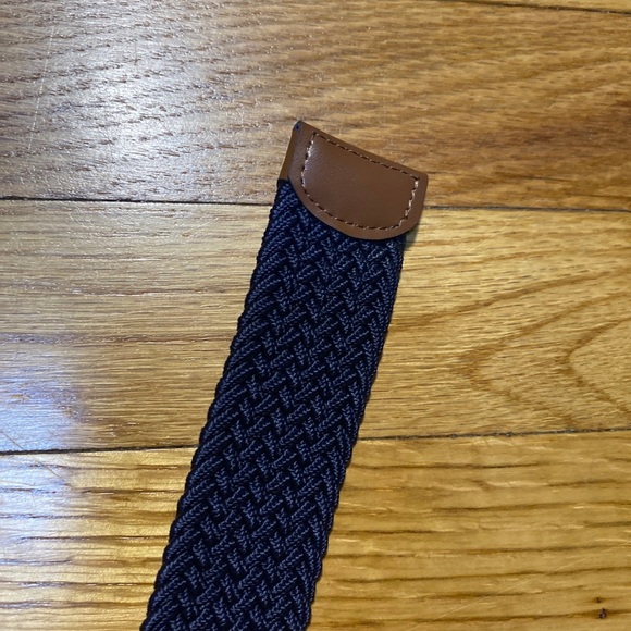 Penguin Stretch Belt Genuine Leather Woven Dark Navy Blue Men's Sz S (30-32) New - Picture 2 of 5